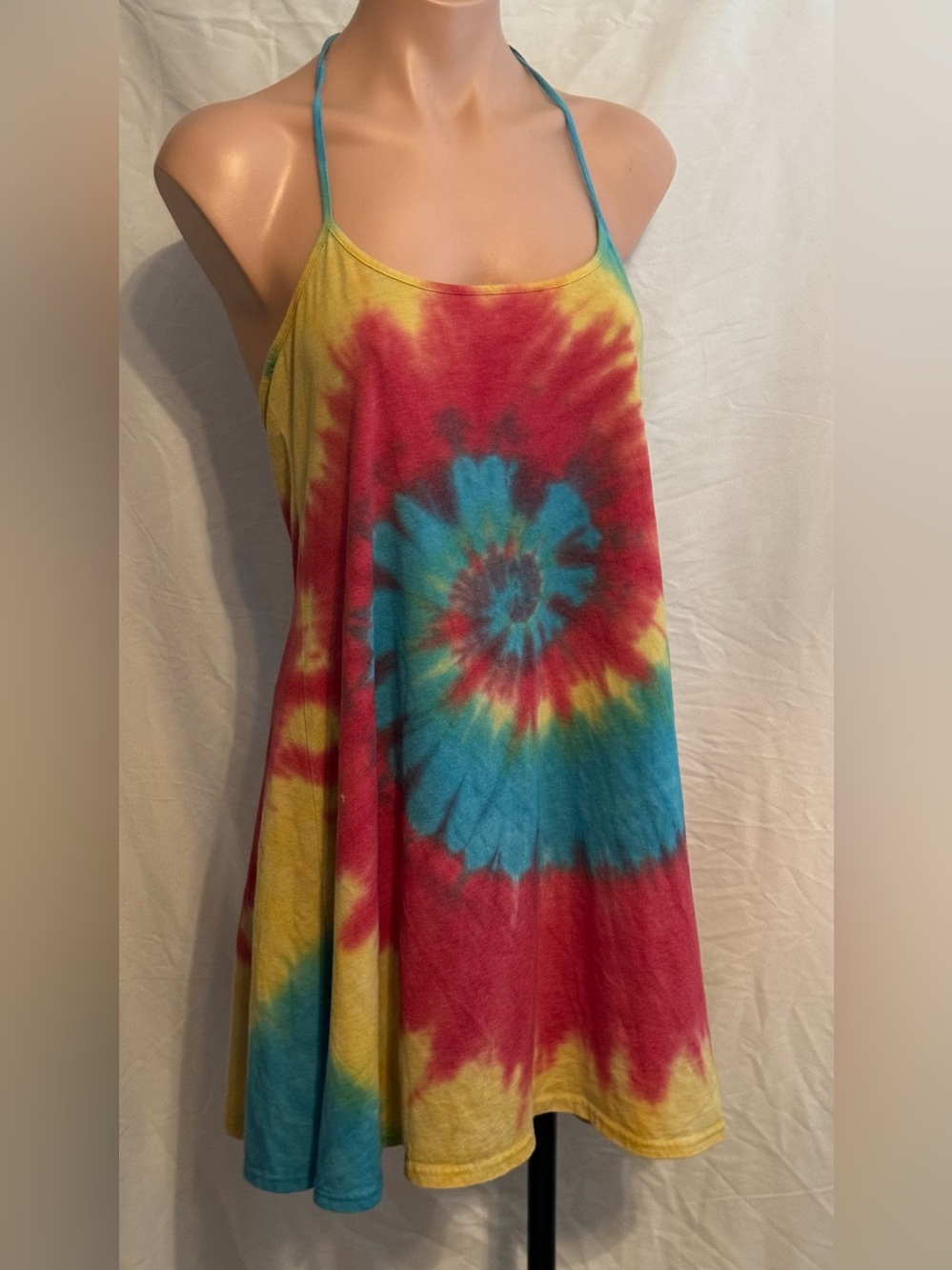 Gypsy Warrior Tie-Dye sun dress in Red, Yellow, Blue